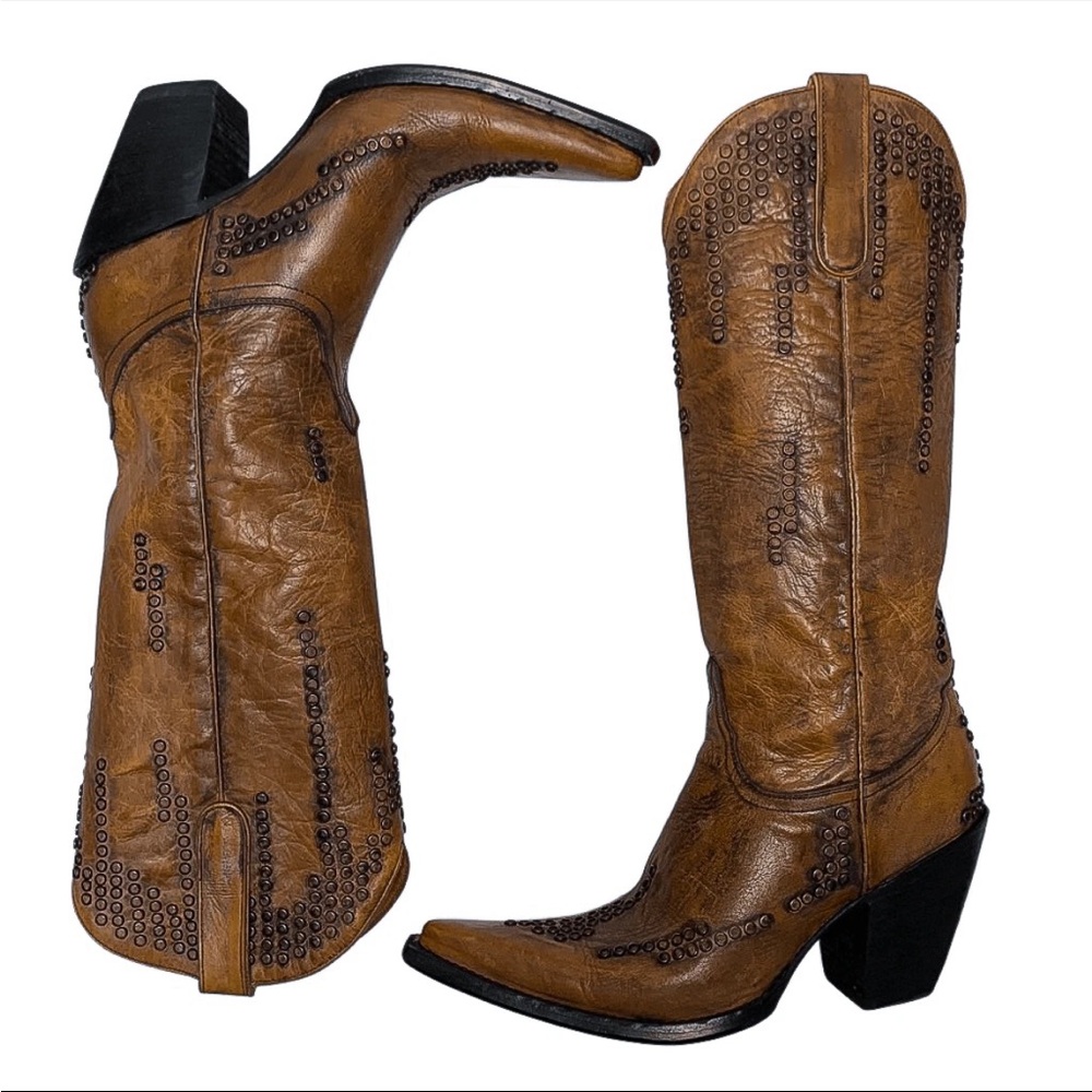 Old Gringo Brown Western Cowboy Heeled Boots with Distressed Leather - Picture 6 of 9